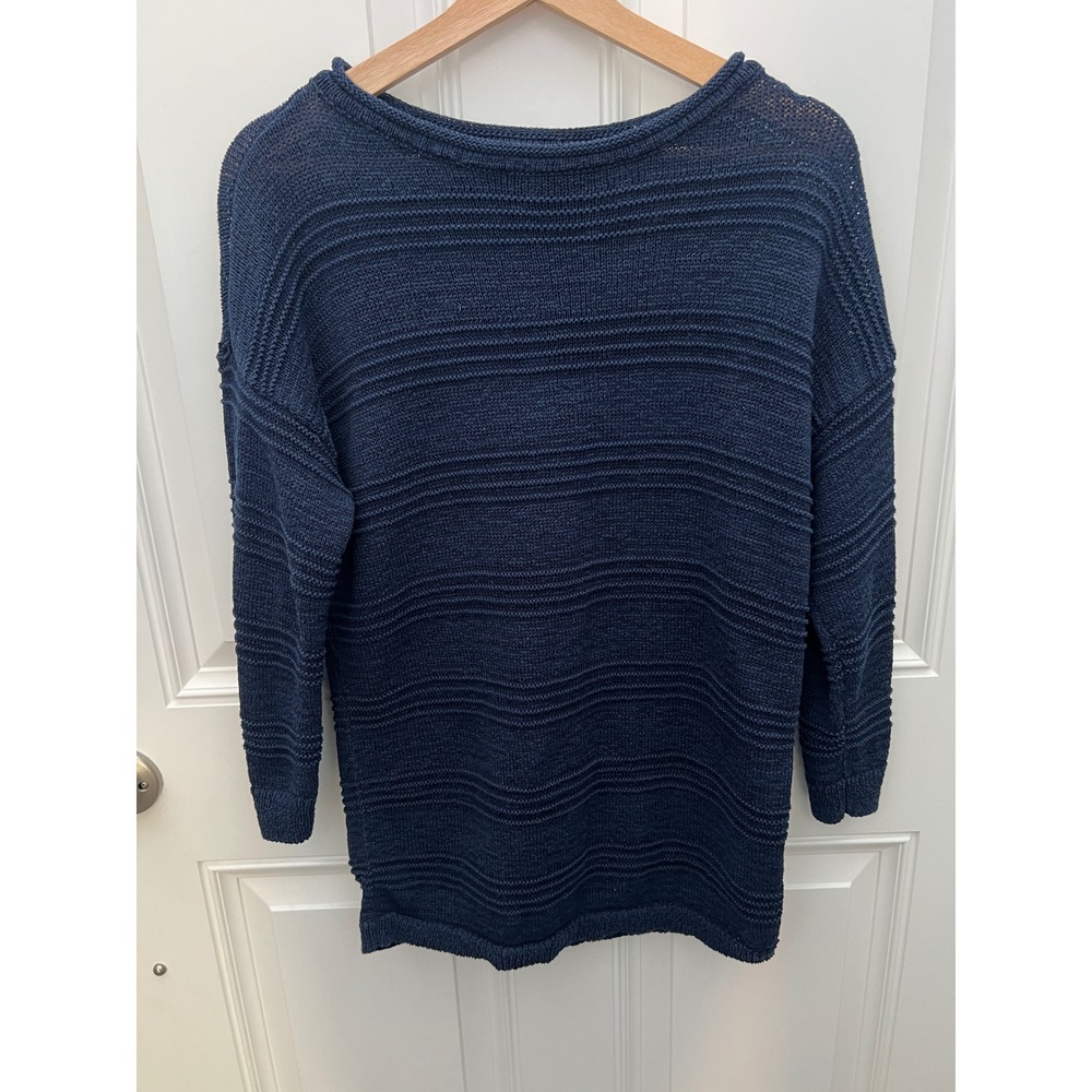 American Living Navy Blue Textured Knit Boat Neck Sweater Womens XL